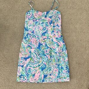 Lilly Pulitzer Blue and Pink Paisley Mini Dress
